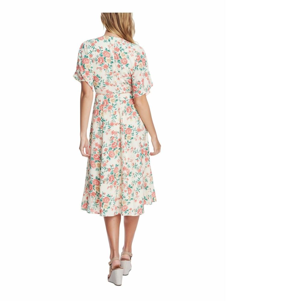 1. State Women's Wrap Dress Pink Size 14 Floral-Print Sheath Midi ` - Picture 2 of 3